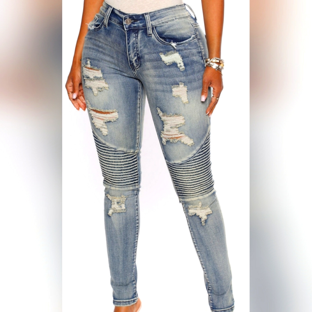 Skinny Moto Distressed Jeans